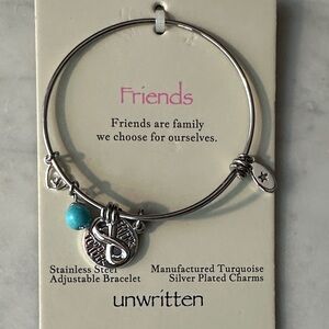 Unwritten Stainless Steel Bracelet with Turquoise and Silver Charms